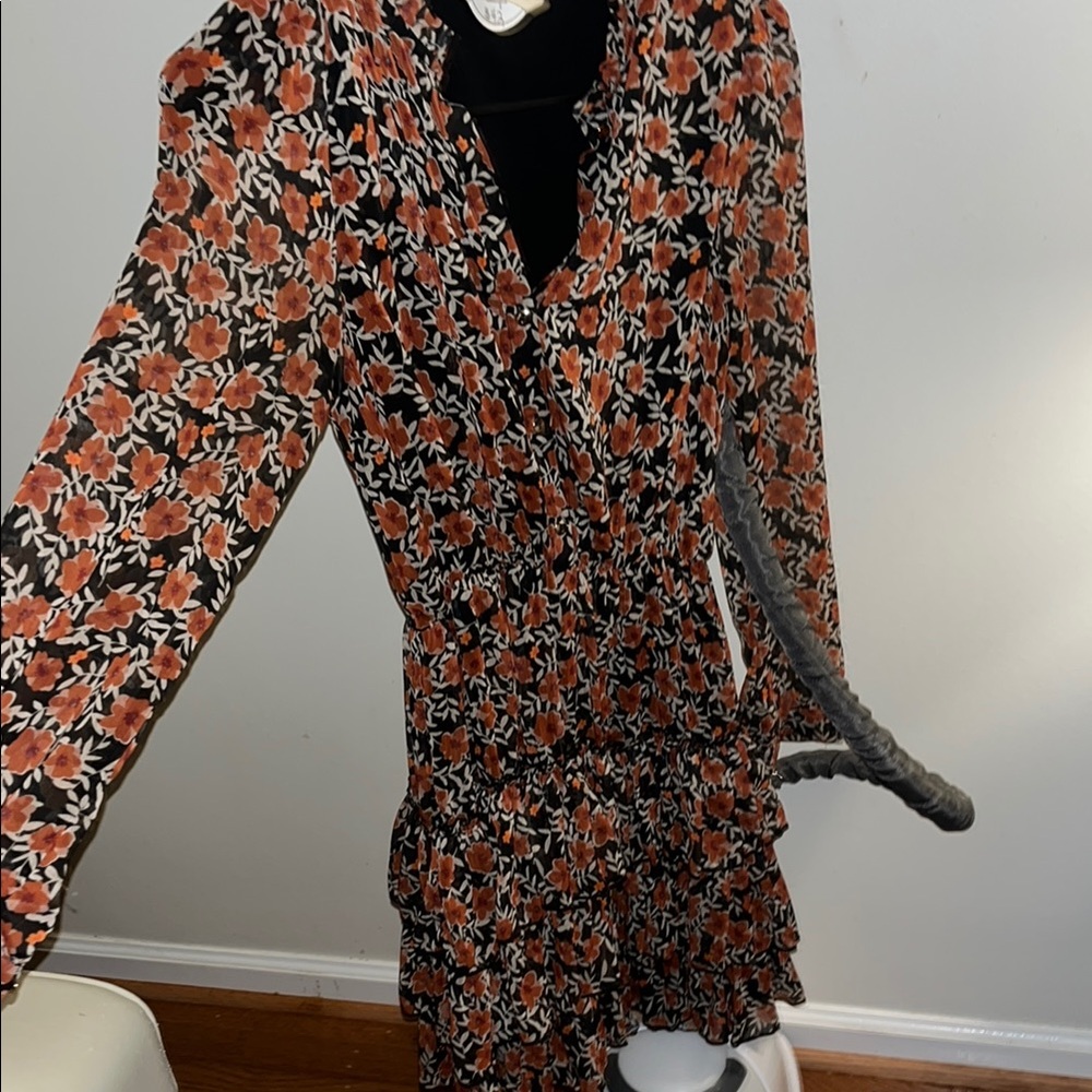 Boutique Floral Black and Orange Dress